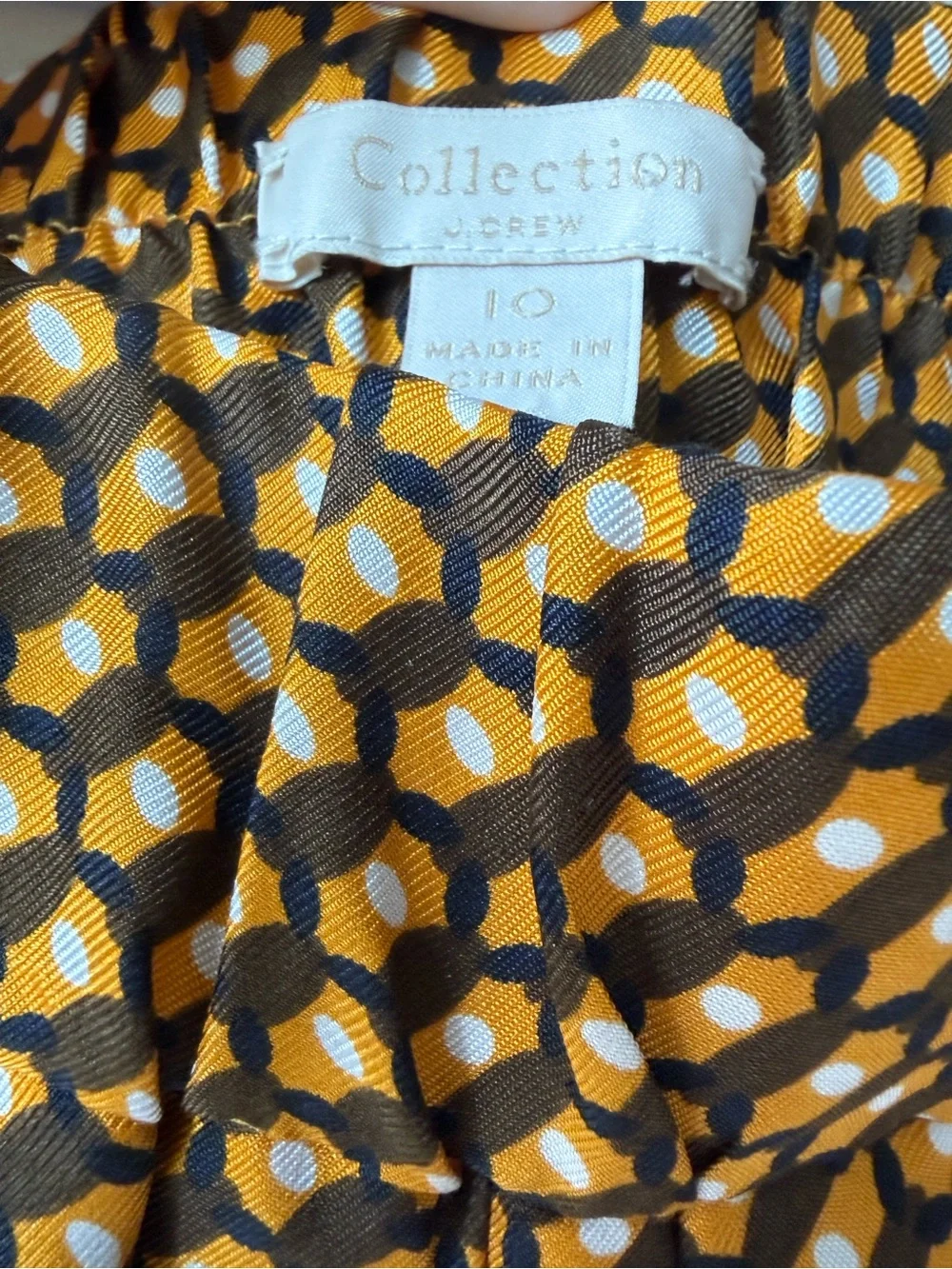 J. Crew Collection 100% Silk Yellow, Black & White Geometric Slacks